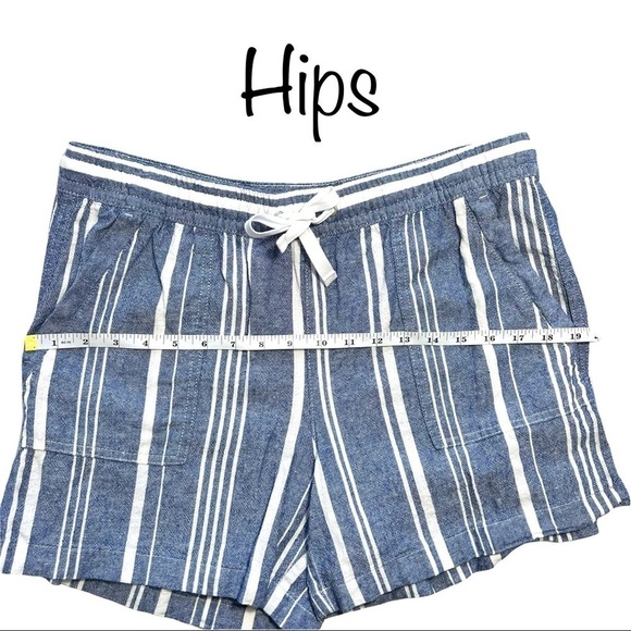 Nautica Soft Linen Pull On With Pockets Light Blue White Stripe Short Size Large - Picture 13 of 17